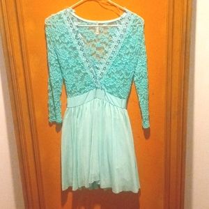Sea Foam Green Lace Mini Dress